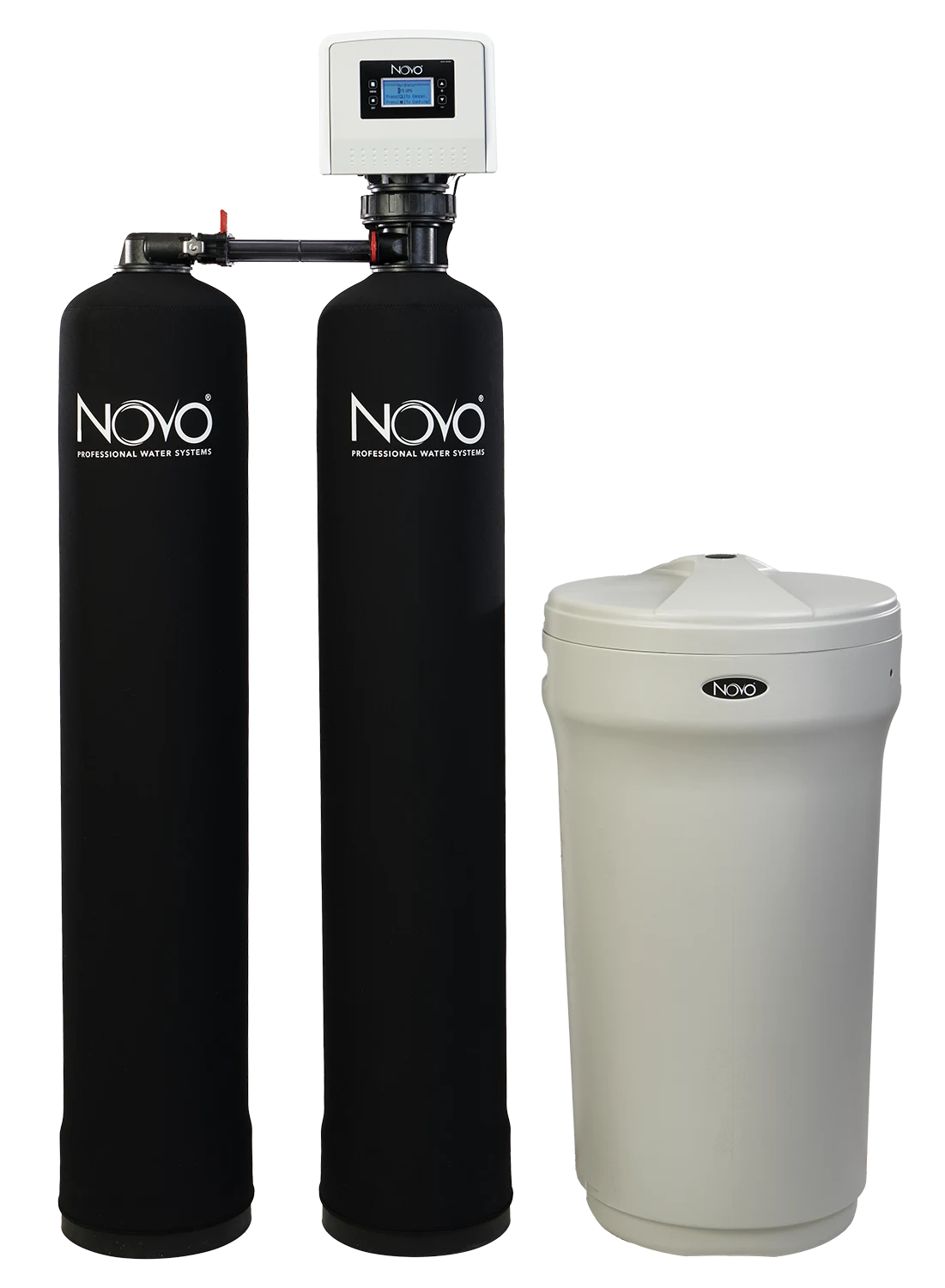 NOVO Premium Plus dual-tank water filtration system with brine tank